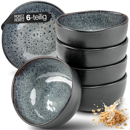 Moritz & Moritz Organic - Lot de 6 bols à céréales - Gris - En grès - Design moderne - Environ 500 ml - Couleurs exceptionnelles, résistantes et lavables au lave-vaisselle