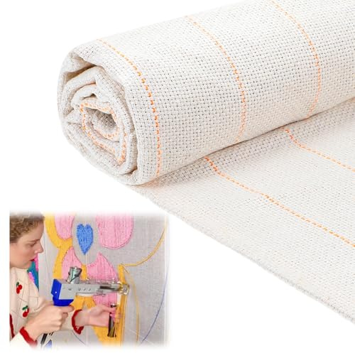 Tessuto Punch Needle da 100 X 100cm Tessuto Monaco Primario con Linee Marcate Grande Tessutos Trapuntato per Cucire Ricamo Fatto a Mano Fai Da Te per Tappeti Ago Punch Needle e Ago a Morsetto