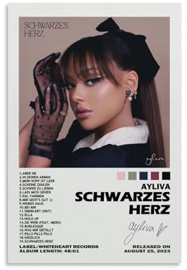 Schwarzes Herz Ayliva Poster für Zimmer - Ästhetische Leinwand-Wandkunst, Schlafzimmer-Dekor 16x24inch(40x60cm)