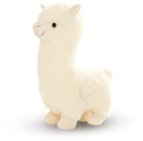YceLon Alpaka Kuscheltier, Weißes Lama Stofftier 25 cm, Weiches Plüschtier Zum Kuscheln Und Dekorieren, Ideal Für Kinder Und Erwachsene