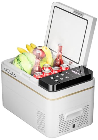 Oyajia Kompressor Kühlbox 35L, Mini Kühlschrank Auto Kompressor mit APP Gesteuert, 12V/240V Kühlschrank -20 ℃ bis 20 ℃, tragbarer Kühlschrank für Camping, Reisen, Lkw, Auto, Boot (Weiß)