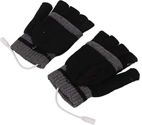 Generic Uppvärmda Fingerlösa Handskar, Stickhandskar Uppvärmningshandskar för Kvinnor Full och Halv Fingrar Uppvärmningshandskar USB Fingerless Stickning Electric Laptop for Winter