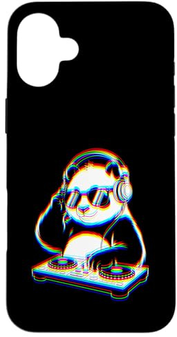 Funny Panda DJ With Headphones and Turntable Custodia per iPhone 16 Plus