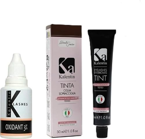 KIT TINTURA SOPRACCIGLIA CON OSSIGENO 3% KALENTIN IN VARI COLORI (BIONDO SCURO)