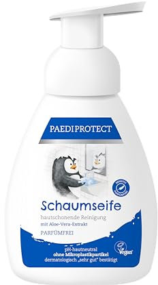 PAEDIPROTECT Schaumseife Kinder Erwachsene 240 ml, parfümfrei & feuchtigkeitsspendend, mit Aloe-Vera, reinigend, pH-neutrale vegane Handseife
