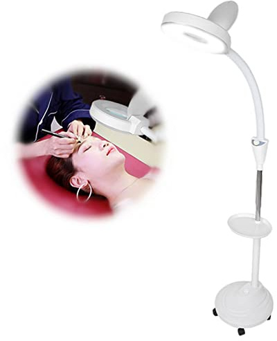 Förstoringsgolvlampa, LED-kosmetologljus med förstoringsglas för ögonfransförlängningar, tatueringar, hantverk, sömnad - 8x förstoring, justerbar höjd