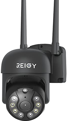 REIGY 3MP PT Telecamera IP Wi-Fi Audio Bidirezionable, Videocamera Sorveglianza da Esterno Impermeabile Super Night Vision Allarme APP Compatibile con iOS/Android Nero