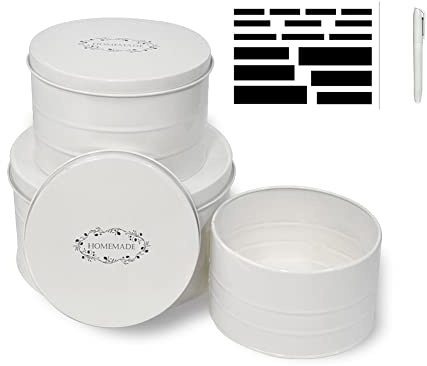 Brightalk 3 Container Cake Cookie Tin Set, Homemade Baked Good Storage Nesting Container Set