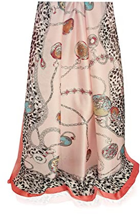 GLORIS Damen schal fein seidig groß 180 x 90 cm Rose mit buntes Muster. Halstuch Tuch für Frauen. Kopftuch Halstuch Schal. Seidenschal Elegante