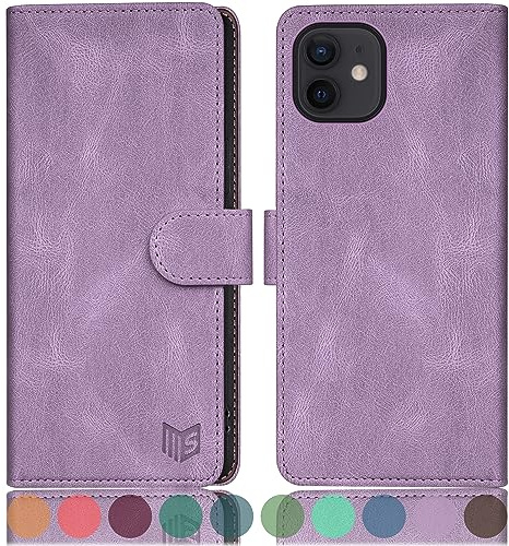 SUANPOT [RFID Schutz für iPhone 11 6,1-Zoll Hülle PU Leder Handyhülle Lederhülle Klapphülle Kartenfach Flip Cover für Apple 11 Handy hülle Leather Wallet Phone Case Flieder Lila