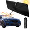 Parasol Coche Delantero Plegable con Anti UV, Paraguas para Parabrisas Interior con Bolsa de Almacenamiento - Compatible con la Mayoría de Coches (125cm x 65cm)