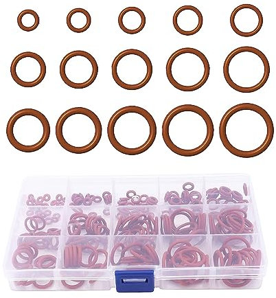 HUAZIZ 350 Stücke 15 Größen Rot O-Ringe Sortimentskit, Metrische Dichtungsringe O-Ringe aus Silikon, für Sanitär-Unterlegscheiben und Auto-Schnellreparatur