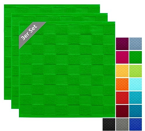 Lashuma Küchentuch Baumwolle 3er Set Forst Grün, Lissabon Frottiertücher 50x50 cm