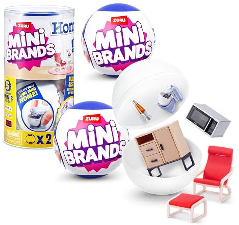 Mini Brands Home von ZURU 2er-Pack, Überraschungskapsel, Miniaturspielzeuge für das Puppenhaus, großartige Geschenke für Mädchen und Kinder