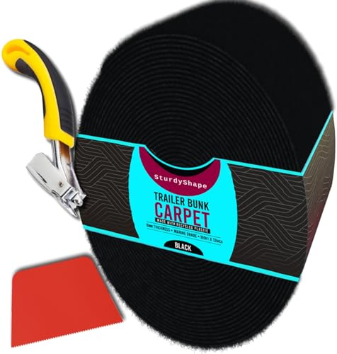 SturdyShape Boat Trailer Bunk Carpet Kit 12 Inches x 100 Ft 25oz - Marine Carpet Covers for Trailers, Lift Runners, and Jet Skis - Durable for Optimal Protection (Black, 12In x 100Ft)