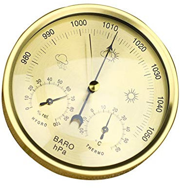 Barometer - Thermometer Barometer Großes Display Barometer Temperatur Vintage Barometer Luftfeuchtigkeit Wetter Manometer Doppelskala Hängendes Barometer für Zuhause