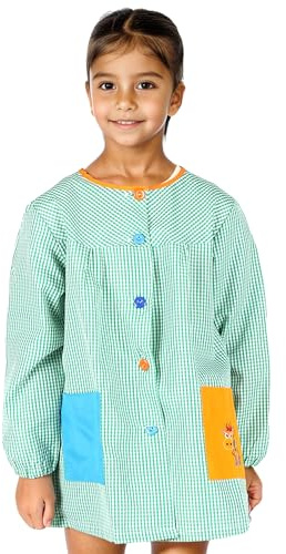 Etrexonline Bata Escolar Unisex para Niños y Niñas - Uniforme Infantil para Guardería y Colegio con Botones, Duradero y Cómodo - Verde, 4-5 años (Talla 3)