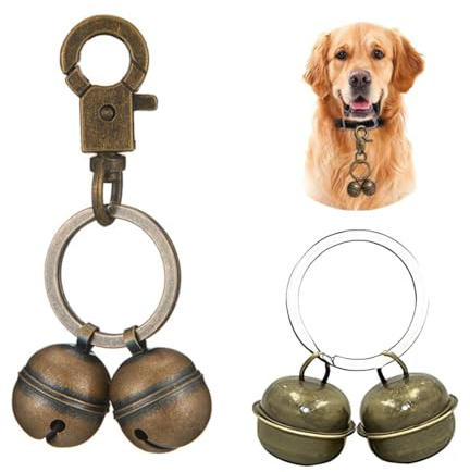 Clochette Chien pour Collier, 2 Sets de Cloches Extra Fortes pour Chat Chien Animal de Compagnie Cloches de Suivi Traqueur pour Collier Cloche de Chat, Cloches Pendentif Breloque d'animal de Compagnie