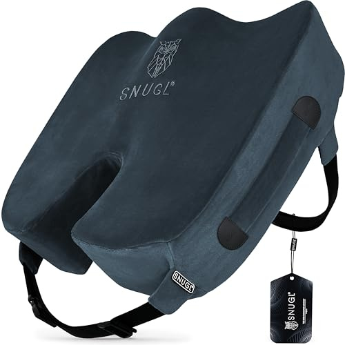 SNUGL Coccyx Sittkudde – Ortopedisk Memory Foam-Kudde för skrivbordsstol, gaming, rullstol, bilsäte, efter förlossning och graviditet, behandling av hemorrojder, ergonomiskt ryggstöd för kontorsstol