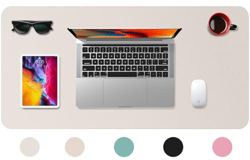 Zanfqvo Schreibtischunterlage 80x40cm - Mauspad XXL aus PU-Leder, Wasserdicht und rutschfest - Multifunktionales schreibunterlagen - tischunterlage für Büro/Home/Laptop (Beige)