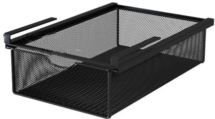 MagiDeal Panier de Rangement Coulissant sous étagère, tiroir Suspendu sous Armoire, Panier de Rangement en Treillis métallique, Black S