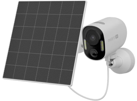 Swann Xtreem4K Eco Security Camera with Solar Panel: 4K UHD Video, AI Motion Detection w/Thermal Sensing, Solar Charging, Color Night Vision, Two-Way Audio, IP65 Weatherproof, 32GB MicroSD Included.