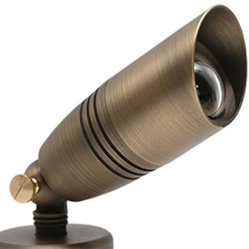 Brass Landscape Spotlights by GLE - 12 Volt - Outdoor Uplight LED, Wired Spot Lights IP65 Waterproof, Antique Bronze for Exterior Garden Yard Tree House Without MR16 Bulb (1 Pack)