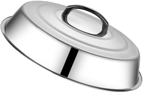 TOGEVAL Copertura Alimentare a Cupola in Acciaio 38 Cm per Barbecue e Cucina, Coperchio per Alimenti Domestici Portatile Manico Ergonomico, Protezione Igienica per Grigliate all’Aperto e Feste