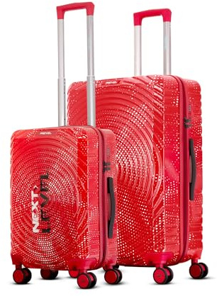 PREVEL Luggage Sets of 2 | 100% Polycarbonate Suitcase – Cabin (20 Inch) + Check-in (28 Inch) | Smart Luggage with Built-in Weighing Scale (in Check-in Only) | Hard Shell | 8 Spinner Wheels | Red