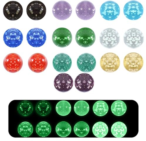 20 PCS BMYUK Glow in the Dark Marbles 16mm Multi-Color Dotted Marble Run Games Accessories Home Decoration DIY Projects Children's Games 10 Colours