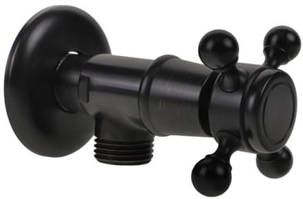 TEHAUX Válvula De Cierre Angular De Latón Negro Mate, Acero Inoxidable, Resistente a Altas Temperaturas, Para Baño y Fregadero, Paquete Único, Uso Duradero