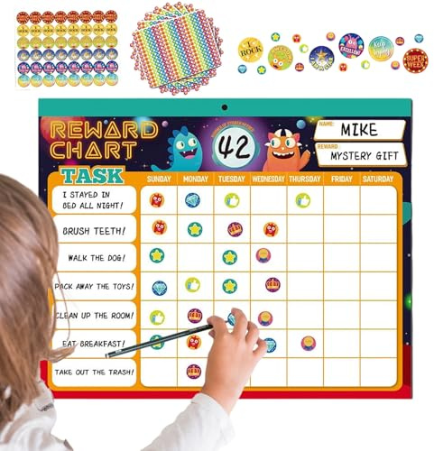 Tablero Magnético De Recompensas - Seguimiento De Comportamiento Y Obligaciones Con Imanes - Panel De Recompensas Reutilizable Con Pegatinas - Organizador Para Hogar Y Aula Con Imanes Para