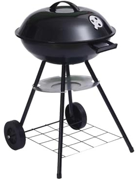 JARDIN202 Tragbarer Holzkohlegrill Dakota | runder Kugelgrill im Kettle-Stil | Outdoor, Garten und Camping | Grill Ø 45 cm | Schwarz