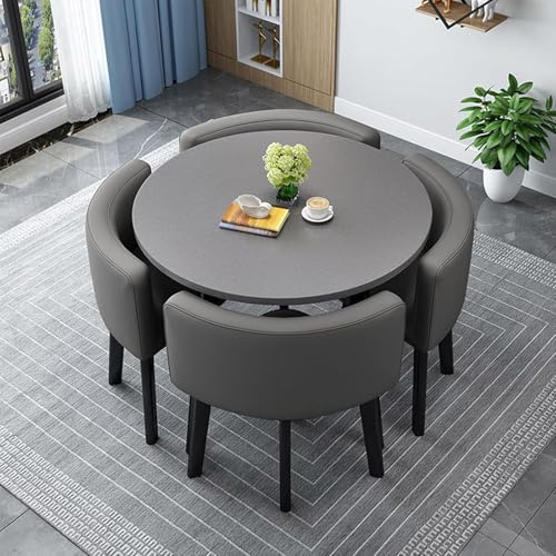 Runt fyrkantigt modernt matbord med 4 eleganta multifunktionella trästolar, köksbord för vardagsrum, reception, konferens, matsal, 81 cm