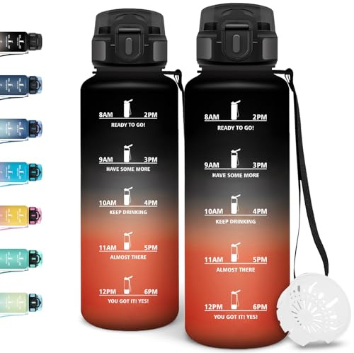 Motswedi Borraccia 1,5 litri, Riutilizzabile, Borraccia Palestra, a Prova di Perdite, Bottiglia Acqua, Facile da Trasportare, Borracce, per Sport, Ciclismo, Palestra, Ufficio, Running, Nero & Rosso