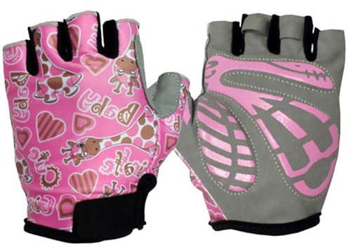 GALPADA Halbfingerhandschuhe für Junge Mädchen rutschfest Verstellbares Handgelenk aus Nylon für Outdoor Sport und Fitness 1 Paar Rosa Fahrradhandschuhe
