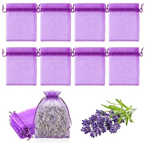 BENBIYO 20 Piezas Bolsa Organza Pequeña 7x9 CM,Bolsitas de Lavanda Vacíos,Bolsas de Regalo Tul Con Cordón,Saquitos de Regalo Boda Transparente,Bolsas para Guardar Joyas,Bolsa de Dulces Cumpleaños