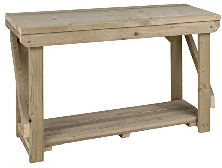 Workbench Indoor/Outdoor - Pressure Treated - Heavy Duty - Handmade Garage Workshop Work Table (4ft)