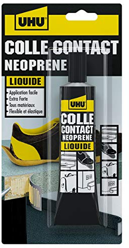 UHU Contact Néoprène - Colle Liquide - Universelle Super Forte - Multi Matériaux Métal Cuir Caoutchouc Bois - Adhérence Immédiate - Transparente - Tube 120 g