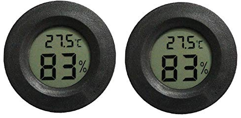 Reptile Thermometer,INRIGOROUS Pack of 2 digital hygrometer thermometer Gauge Terrarium Hygrometer Lizard Spider Tortoise Tank Switchable Celsius Fahrenheit (Black)