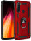 BestST Funda para Xiaomi Redmi Note 8T +HD Protector de Pantalla,con Anillo Soporte 2in1 Dura PC + Suave TPU Silicona Carcasa Híbrido Armadura Bumper Case Cover para Xiaomi Redmi Note 8T,Rojo