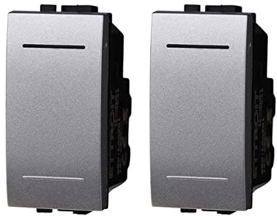 2 Pezzi Interruttore Unipolare 1P 1M 16A, Compatibile Con Bticino Living Light (Grigio)