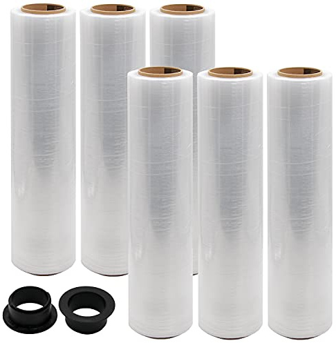 Hermax 6 Rollo Film Transparente Embalar - 300m x 50cm Película Elástica Envoltura - Retráctiles al Desgarro 23my - Uno 3kg - Industrial Embalaje