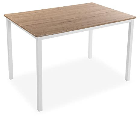 Versa Amaia Esstisch für Küche, Terrasse, Garten oder Esszimmer, Maßnahmen (H x L x B) 76 x 80 x 120 cm, Holz und Metall, Farbe: Weiß