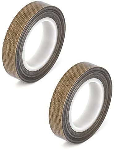 QWORK® 2 Pezzi Nastro Teflon 13mm x 10M - Nastro Adesivo Alte Temperature 300°C in Fibra di Vetro - 0.18 mm Spessore