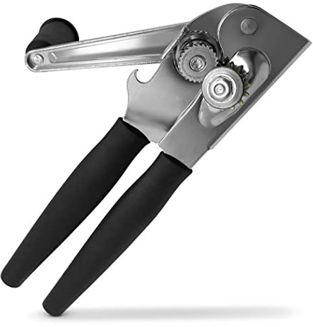Sleekitch Abrelatas comercial manual resistente, abrelatas de manivela de mano, abrelatas de mano grande fácil para latas grandes, diseño de agarre oscilante, abrelatas manual con cómodo mango de