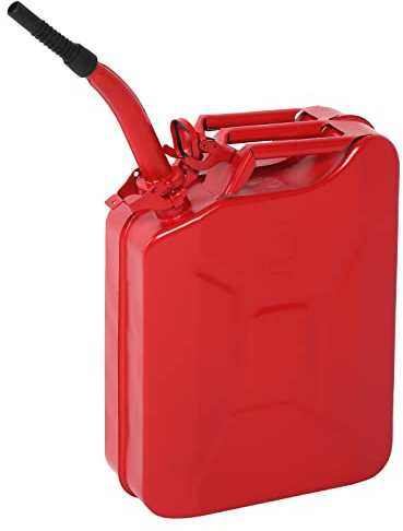 Karlhome 20 Litre 5 Gallon Metal Gas Can Fuel Tank Can Petrol Diesel Storage Can Portable with Spout System, for Automobile Vehicle Off Road Emergency Supply, Red