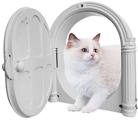 Porta per Gatti Interna, per Animali Domestici di Piccola Taglia Fino a 9 kg, Blocca Odori della Lettiera (Bianco)