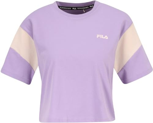 FILA Temi Blocked Cropped Tee, Peonia Viola e Argento, L Donna