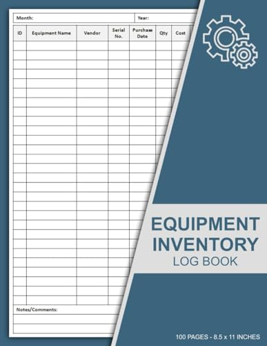 Equipment Inventory Log Book: Asset Inventory Tracker Logbook | Tool & Machinery Inventory Sheets | 100 Pages